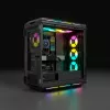 CORSAIR Mid-Tower ATX datora korpuss - iCUE 5000T - RGB rūdītais stikls - melns