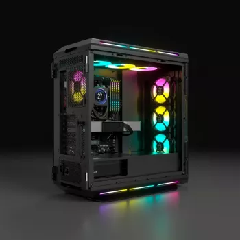 CORSAIR Mid-Tower ATX datora korpuss - iCUE 5000T - RGB rūdītais stikls - melns