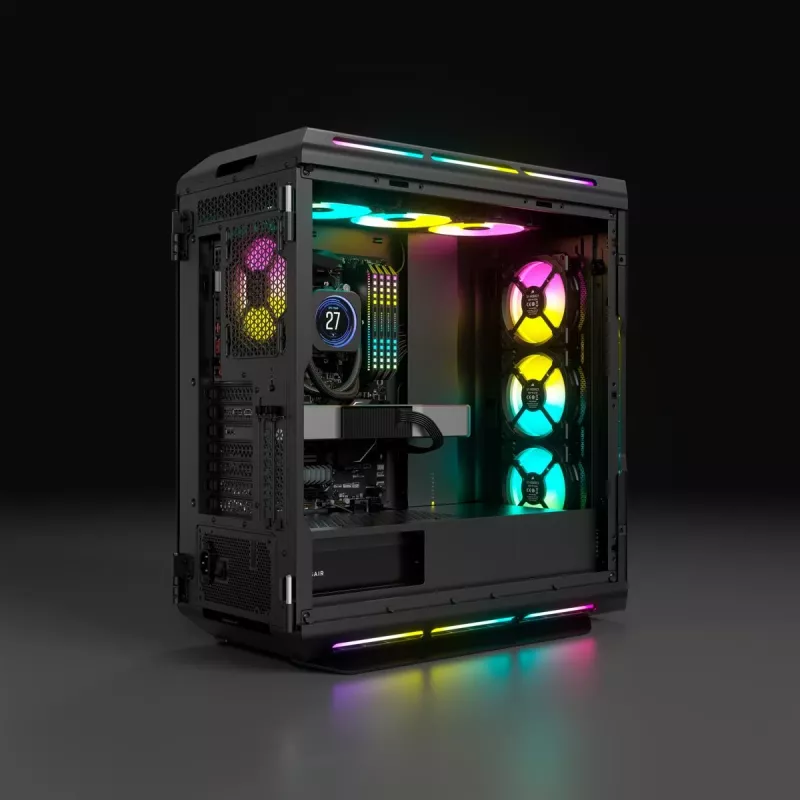 CORSAIR Mid-Tower ATX datora korpuss - iCUE 5000T - RGB rūdītais stikls - melns