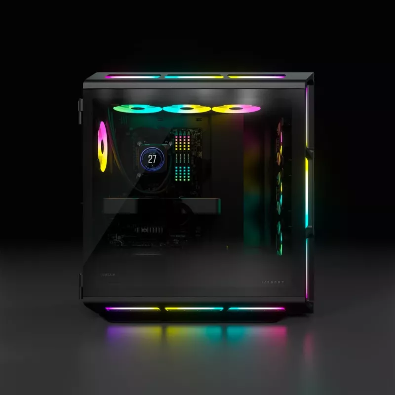 CORSAIR Mid-Tower ATX datora korpuss - iCUE 5000T - RGB rūdītais stikls - melns