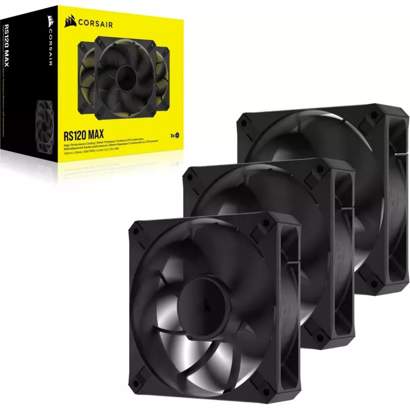 Ventilators Corsair RS120 MAX 12 cm Melns 2000 RPM 3 gab.