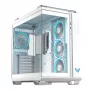 ASUS TUF GAMING GT502 Horizon TG ARGB balta — Midi tornis, ATX, rūdītais stikls, 4×3,5 collu nodalījumi, maks. GPU 400 mm
