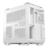 ASUS TUF GAMING GT502 Horizon TG ARGB balta — Midi tornis, ATX, rūdītais stikls, 4×3,5 collu nodalījumi, maks. GPU 400 mm
