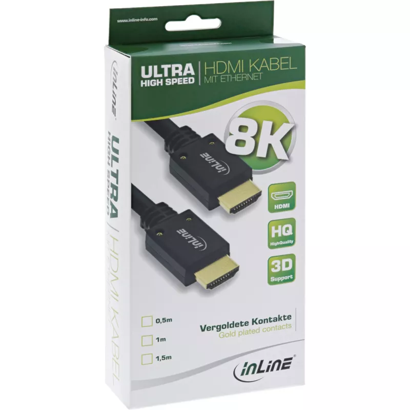 InLine Ultra High Speed HDMI kabelis M/M 8K4K apzeltīts, 2m