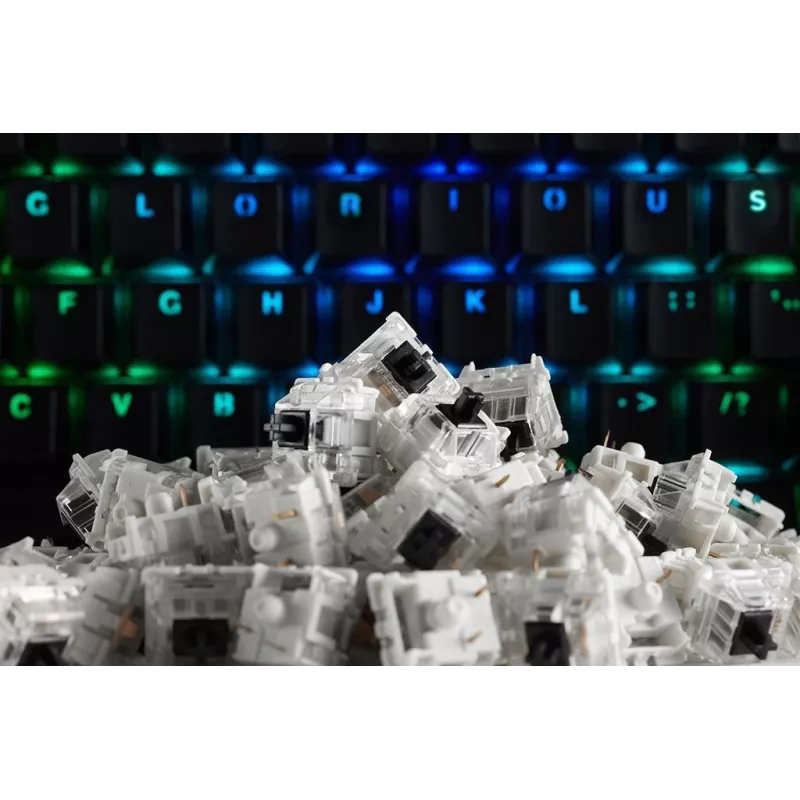 Glorious Gaming Gateron Melns Switches - Linear Silent, melns, 120 gab., Gateron, Glorious PC Gaming Race GMMK, Ķīna