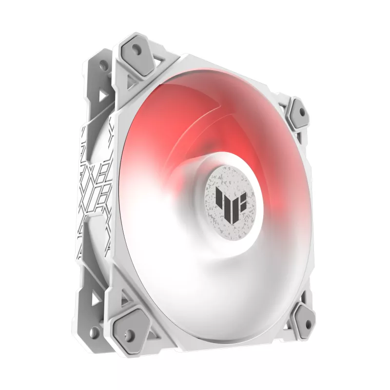 Gaisa dzesētājs ASUS TUF GAMING TF120 ARGB balta EDITION — 3×120 mm ventilatori, 1900 RPM, 29 dB, tālvadības pults