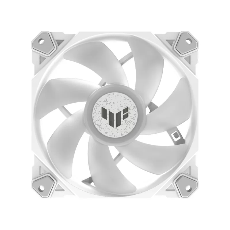 Gaisa dzesētājs ASUS TUF GAMING TF120 ARGB balta EDITION — 3×120 mm ventilatori, 1900 RPM, 29 dB, tālvadības pults