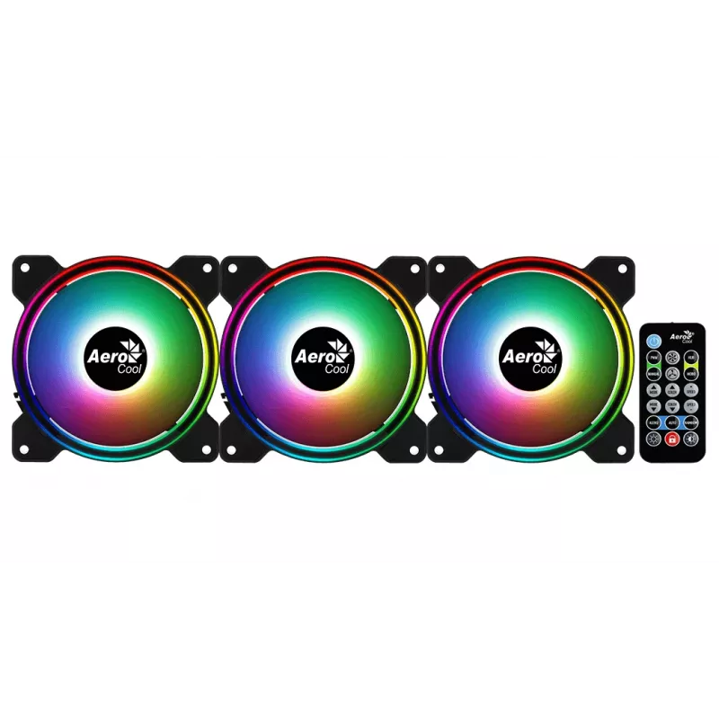 Aerocool Saturn 12F Pro ARGB korpusa ventilatori, 3 gab. komplekts ar kontrolieri, 120 mm
