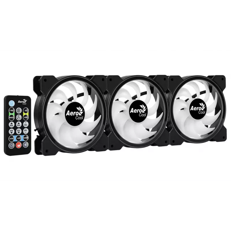 Aerocool Saturn 12F Pro ARGB korpusa ventilatori, 3 gab. komplekts ar kontrolieri, 120 mm