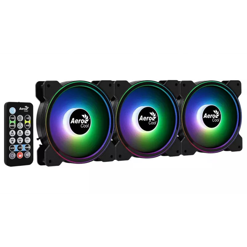Aerocool Saturn 12F Pro ARGB korpusa ventilatori, 3 gab. komplekts ar kontrolieri, 120 mm