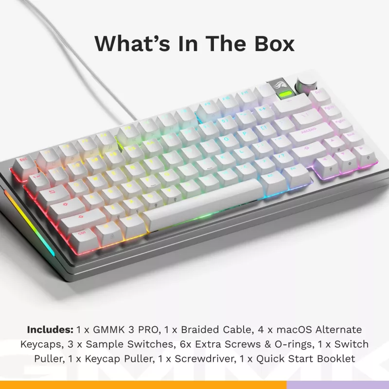 Mehāniskā spēļu tastatūra GLORIOUS GMMK 3 PRO 75% vadu USB QWERTY RGB sudraba (ASV)
