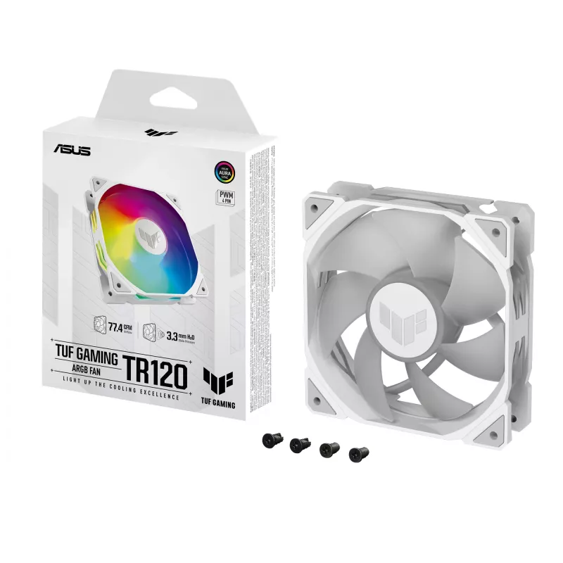 ASUS TUF GAMING TR120 ARGB 1gb. Balts Datora korpusa gaisa dzesētājs 12 cm