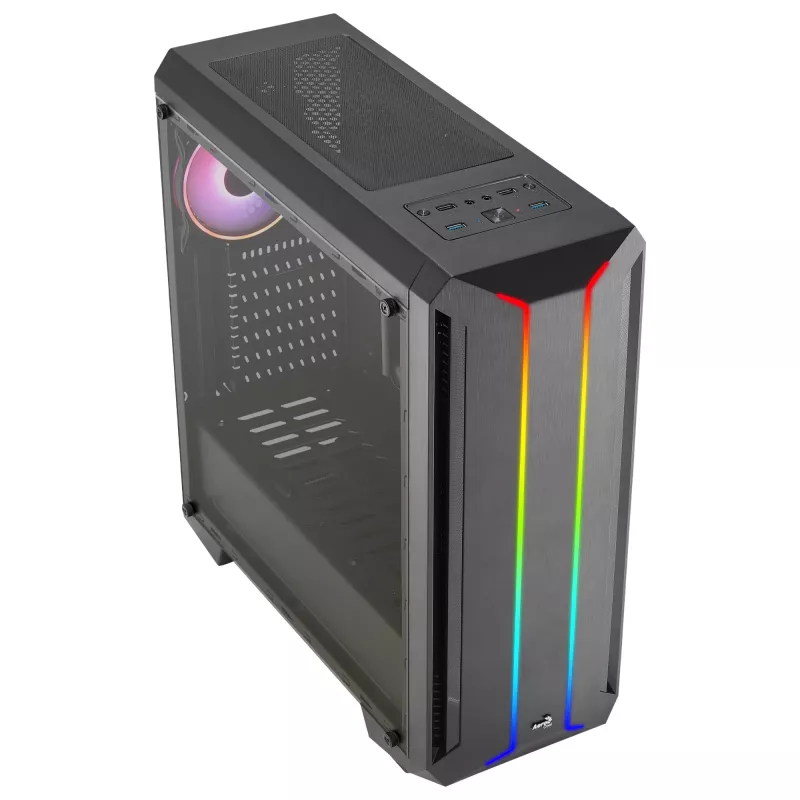 Aerocool SKYLINEV2BK PC ATX Case Dual Front Panel LED ARGB Fan ARGB 12cm Melns