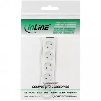 InLine kontaktligzdu sloksne, 5-virzienu zemējuma kontakts CEE 7/3, balta, 1,5m