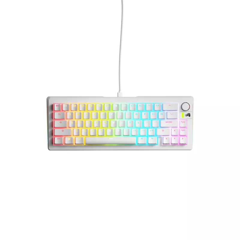 Mehāniskā spēļu tastatūra GLORIOUS GMMK 3 65% balta — vadu USB, RGB, QWERTY (US)