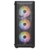 Aerocool BEAMBKV2 Gaming ATX korpuss 4 ventilatori 12cm FRGB melns, PC, melns, ATX, micro ATX, Mini-ITX, spēlēm, zila, zaļa, sarkana, priekšā, sānos