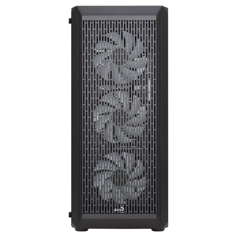 Aerocool BEAMBKV2 Gaming ATX korpuss 4 ventilatori 12cm FRGB melns, PC, melns, ATX, micro ATX, Mini-ITX, spēlēm, zila, zaļa, sarkana, priekšā, sānos