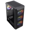Aerocool BEAMBKV2 Gaming ATX korpuss 4 ventilatori 12cm FRGB melns, PC, melns, ATX, micro ATX, Mini-ITX, spēlēm, zila, zaļa, sarkana, priekšā, sānos