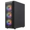 Aerocool BEAMBKV2 Gaming ATX korpuss 4 ventilatori 12cm FRGB melns, PC, melns, ATX, micro ATX, Mini-ITX, spēlēm, zila, zaļa, sarkana, priekšā, sānos