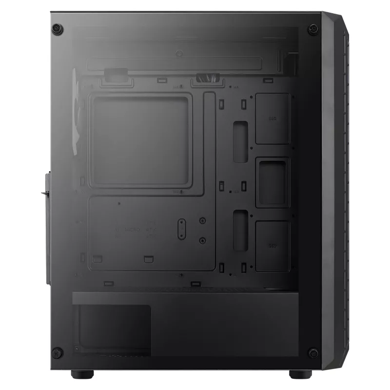 Aerocool BEAMBKV2 Gaming ATX korpuss 4 ventilatori 12cm FRGB melns, PC, melns, ATX, micro ATX, Mini-ITX, spēlēm, zila, zaļa, sarkana, priekšā, sānos