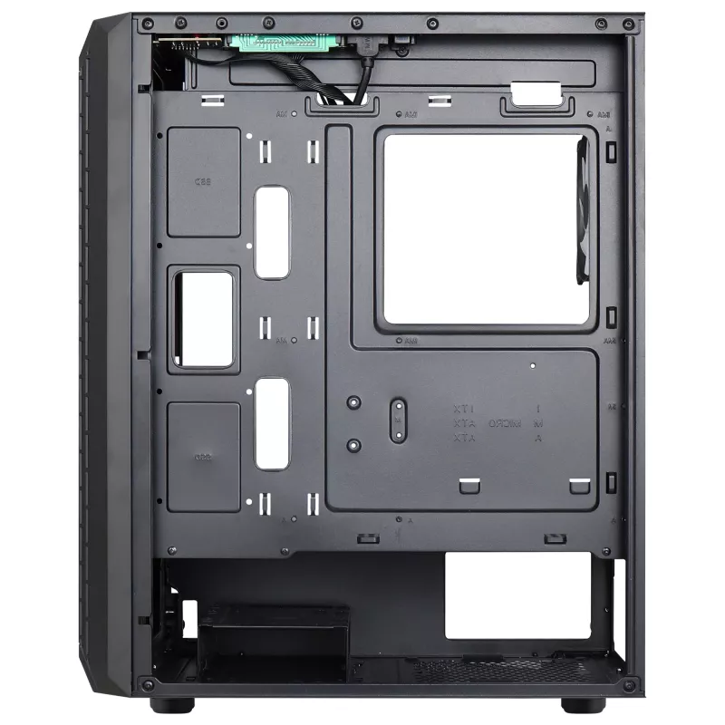 Aerocool BEAMBKV2 Gaming ATX korpuss 4 ventilatori 12cm FRGB melns, PC, melns, ATX, micro ATX, Mini-ITX, spēlēm, zila, zaļa, sarkana, priekšā, sānos