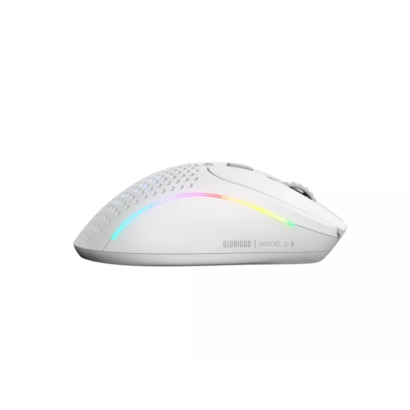 Glorious Gaming Glorious Model D 2 Wireless — matēta balta, labās rokas, RF bezvadu, 19000 DPI, balta