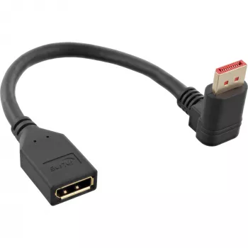 InLine DisplayPort 1.4 adaptera kabelis M/F, 8K4K, uz leju vērsts leņķis, melns/zelts