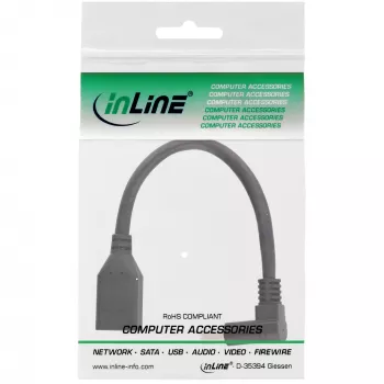 InLine DisplayPort 1.4 adaptera kabelis M/F, 8K4K, uz leju vērsts leņķis, melns/zelts
