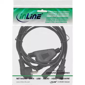 InLine Y veida strāvas kabelis 1x CEE 7/7 leņķveida / 2x 3 kontaktu IEC C13 vīrišķais, 1,8 m