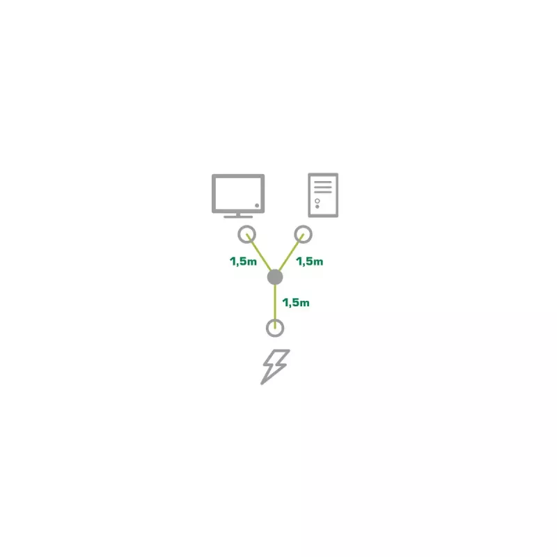 InLine Y veida strāvas kabelis 1x CEE 7/7 leņķveida / 2x 3 kontaktu IEC C13 vīrišķais, 1,8 m