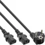 InLine Y veida strāvas kabelis 1x CEE 7/7 leņķveida / 2x 3 kontaktu IEC C13 vīrišķais, 1,8 m