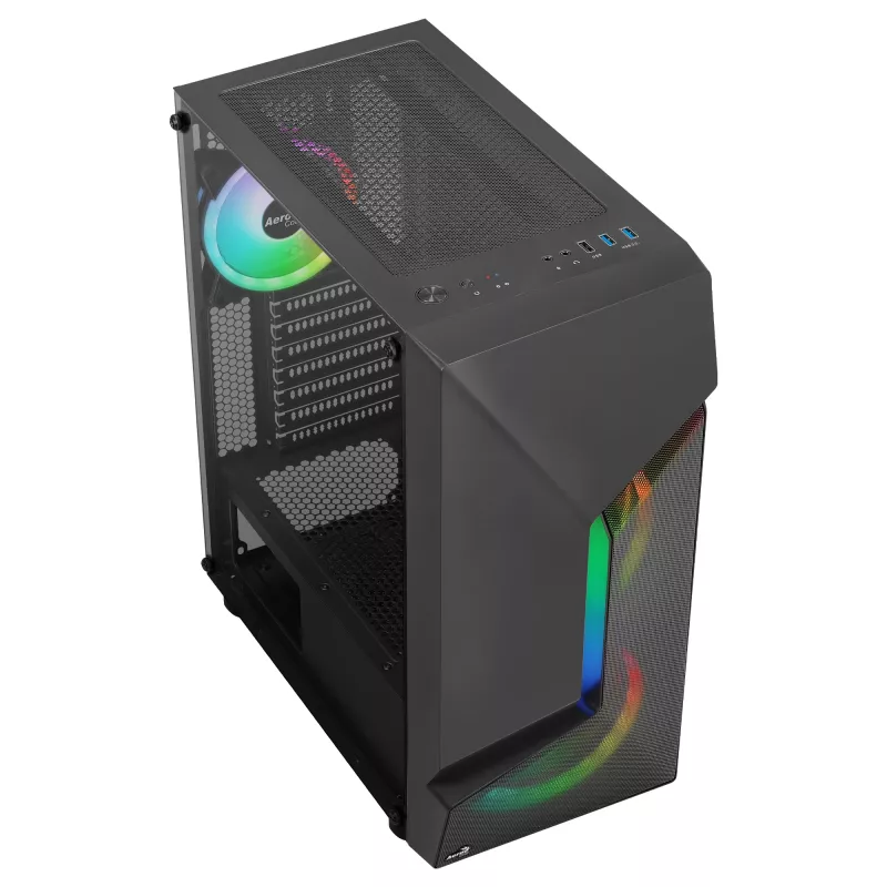 Aerocool SCAPEBKV3 Gaming ATX Case Front RGB LED Tempered Glass 3x ARGB Fans Melns