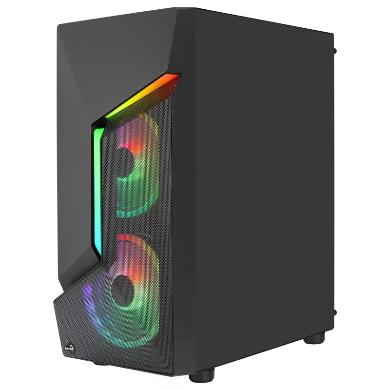 Aerocool SCAPEBKV3 Gaming ATX Case Front RGB LED Tempered Glass 3x ARGB Fans Melns