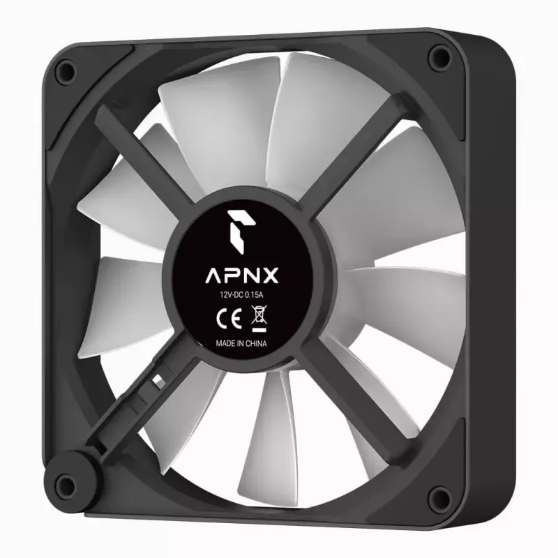 Ventilators APNX FP2-120 PWM ARGB Maksimālā gaisa plūsma 83.87 cfm Melns