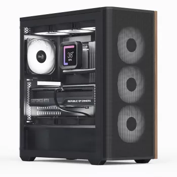 Aerocool D501A Midi Tower Melns, Wood