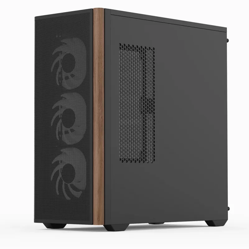 Aerocool D501A Midi Tower Melns, Wood