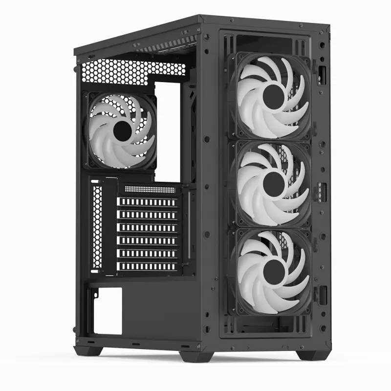 Aerocool D501A Midi Tower Melns, Wood