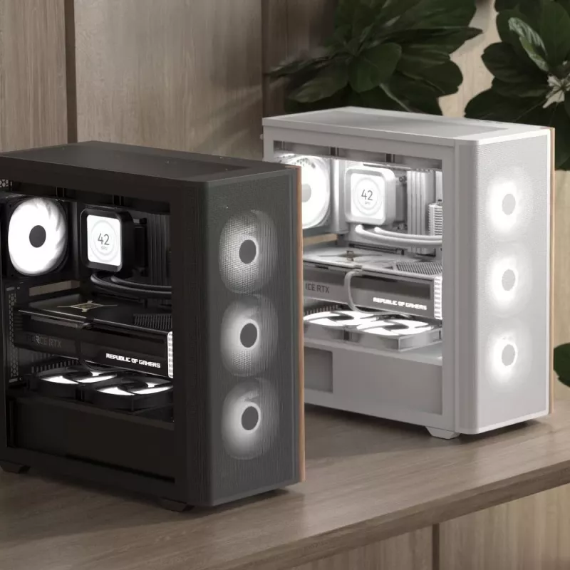 Aerocool D501A Midi Tower Melns, Wood