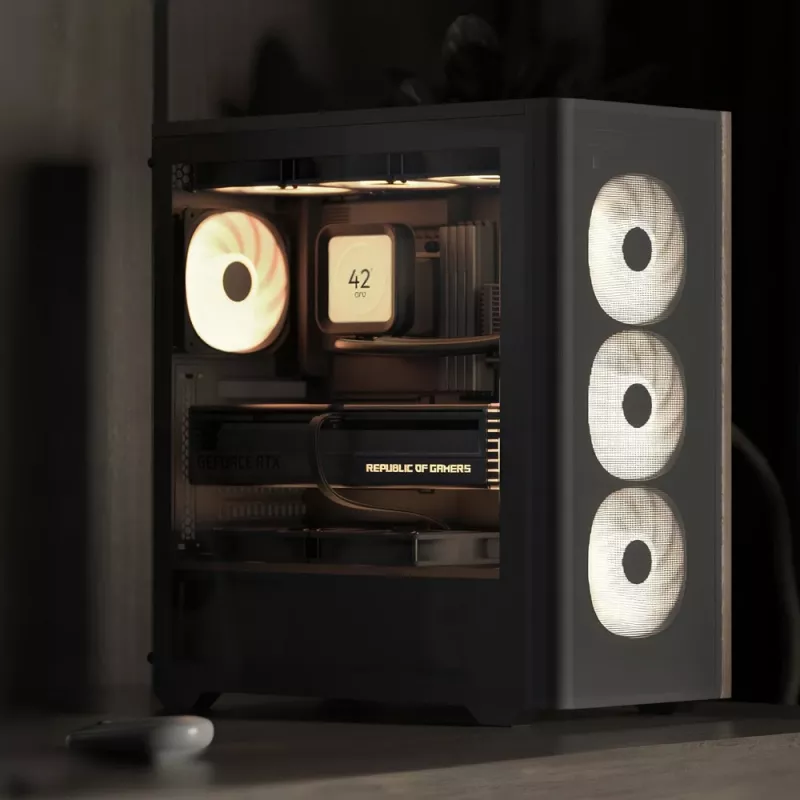 Aerocool D501A Midi Tower Melns, Wood