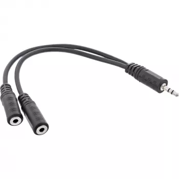 InLine 3,5 mm ligzdas Y-kabelis, vīrišķais uz 2x 3,5 mm ligzda, sievišķais, stereo, 0,2 m