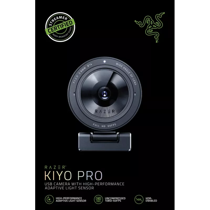 Webcam Razer Kiyo Pro 2.1 MP 1920 x 1080 pikseļi USB Melna