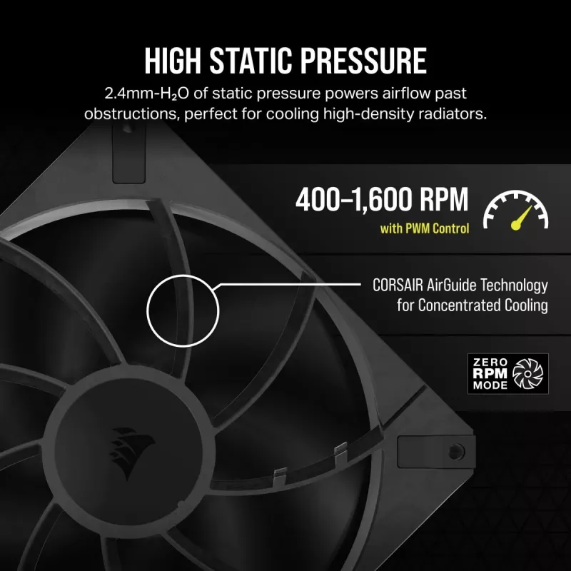 CORSAIR ventilators - Rs sērija Rs140 Max 140 mm viena iepakojums