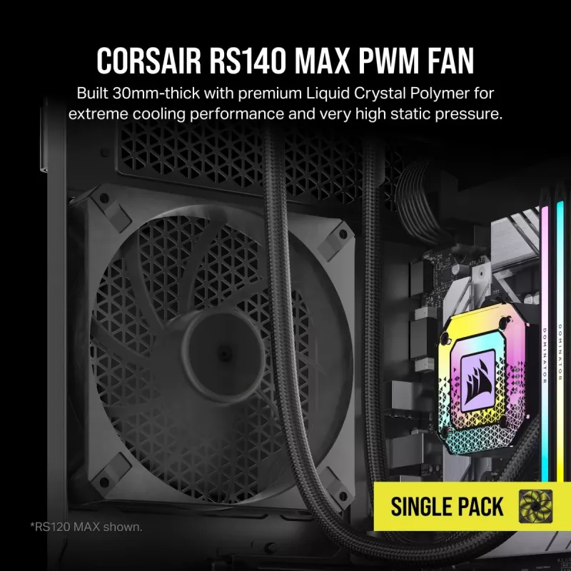 CORSAIR ventilators - Rs sērija Rs140 Max 140 mm viena iepakojums