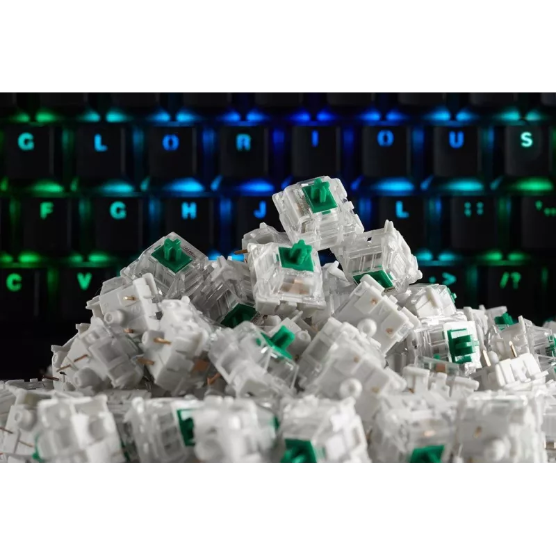 Glorious Gaming Gateron zaļa slēdži – lineāri klusie, zaļi, 120 gab., Gateron, Glorious PC Gaming Race GMMK, Ķīna