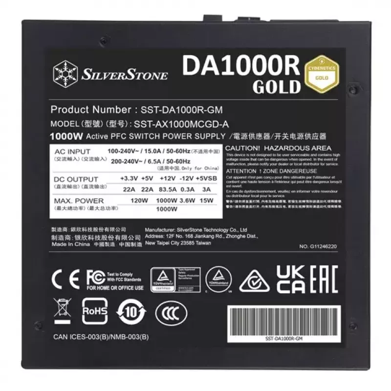 Barošanas bloks Silverstone DA1000R Gold 1000 W