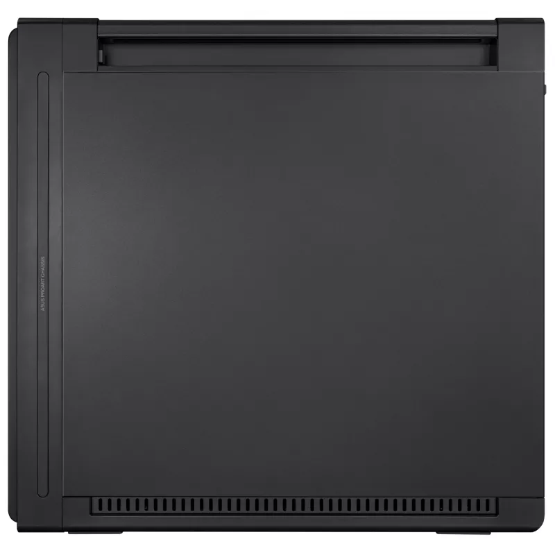 PC korpuss ASUS ProArt PA602 Midi Tower melns — ATX/EATX atbalsts, rūdīts stikls, 2x200 mm priekšējie ventilatori, 360 mm augšējais radiators, GPU līdz 450 mm