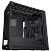 PC korpuss ASUS ProArt PA602 Midi Tower melns — ATX/EATX atbalsts, rūdīts stikls, 2x200 mm priekšējie ventilatori, 360 mm augšējais radiators, GPU līdz 450 mm