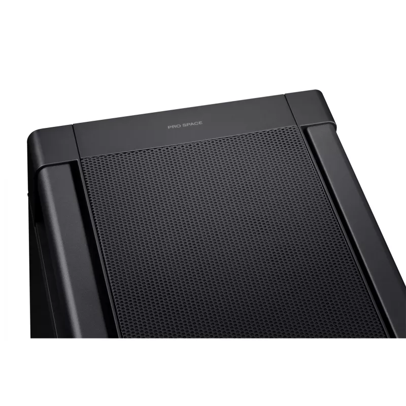 PC korpuss ASUS ProArt PA602 Midi Tower melns — ATX/EATX atbalsts, rūdīts stikls, 2x200 mm priekšējie ventilatori, 360 mm augšējais radiators, GPU līdz 450 mm