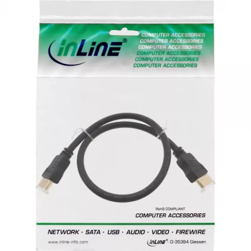 InLine High Speed HDMI kabelis with Ethernet Premium 4K2K male / male Melns 3m