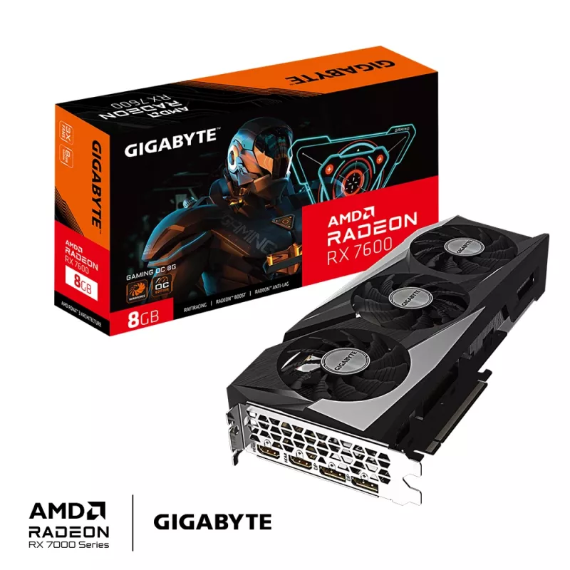 Grafikas karte GIGABYTE GAMING Radeon RX 7600 8 GB GDDR6, PCIe 4.0, 128-bit, WINDFORCE 3X